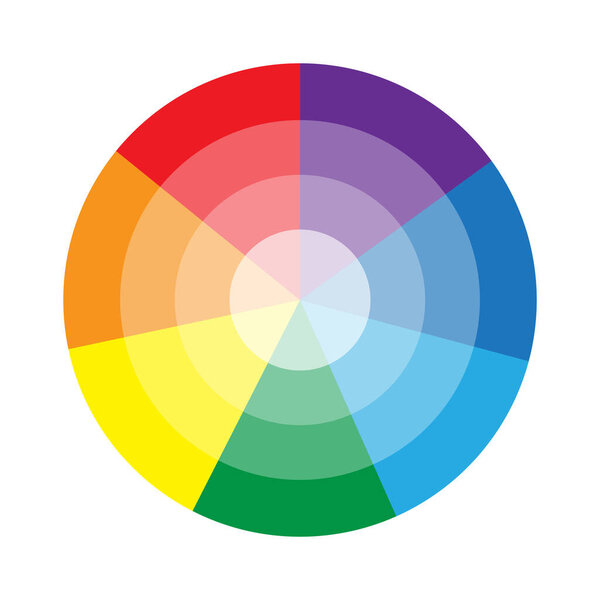 Градиент цветового колеса. Палитра спектрального круга. Яркие радужные тона. Векторный дизайн. EPS 10.
