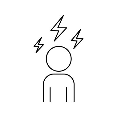 Stresli insan ikonu. Şimşek sembolü. Minimum insan taslağı. Vektör çizimi. EPS 10.