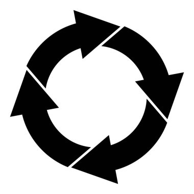 Üçgen ok döngüsü. Cesur ok sembolü. Dairesel işlem simgesi. Vektör grafik. EPS 10.