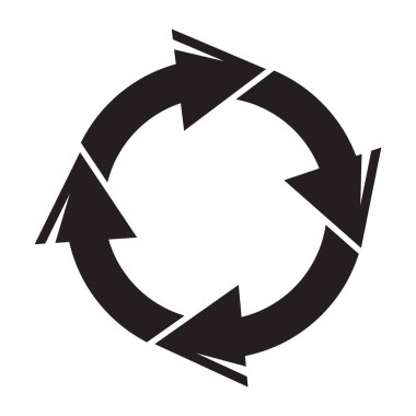 Okları geri dönüşüm sembolü. Dairesel akış simgesi. Çevre dostu bir şekil. Siyah rotasyon tasarımı. EPS 10.