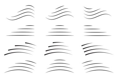 Kıvrımlı çizgiler. Soyut çizgi şekilleri. Pürüzsüz siyah vuruşlar. Vektör bileşimi. EPS 10.