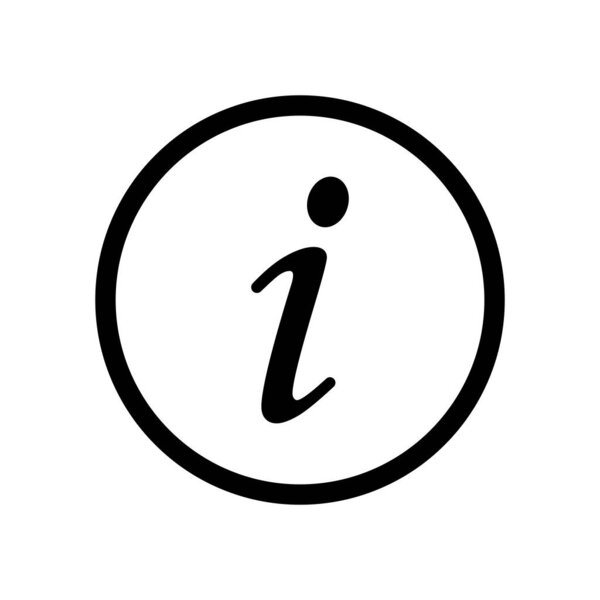 Information icon. Circular info symbol. Simple vector design. Black and white style. EPS 10.