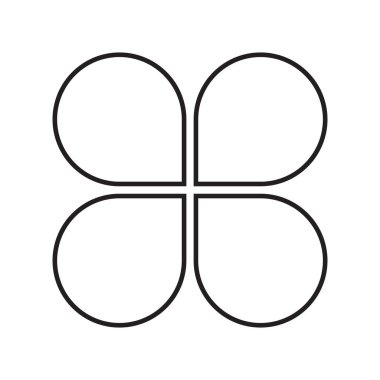 Soyut çiçek simgesi. Yaprak şekli vektörü. Geometrik tasarım sembolü. Siyah beyaz çizim. EPS 10