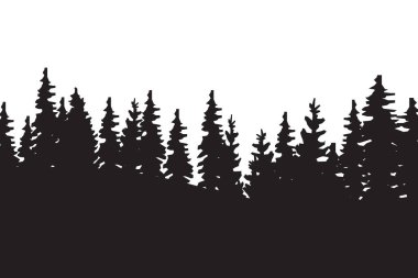 Pine tree silhouette. Forest landscape shape. Black nature outline. Evergreen vector symbol. EPS 10. clipart