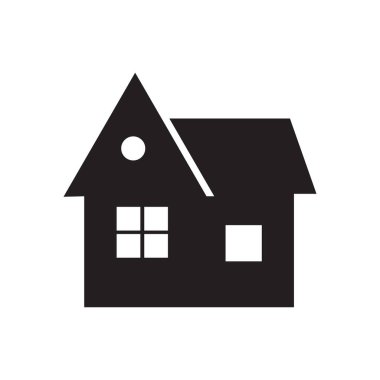 Siyah ev ikonu. Basit yapı şekli. Geometrik ev sembolü. Minimum vektör tasarımı. EPS 10.