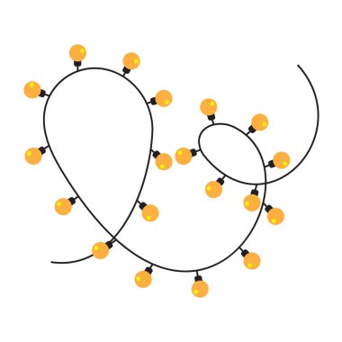 Bir dizi ışık. Ampul tasarımı. Sarı parlak süsleme. Noel çelengi taşıyıcısı. EPS 10.