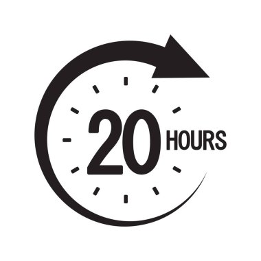 Twenty hours icon. Large number twenty. Circular countdown symbol. Clock vector graphic. EPS 10. clipart