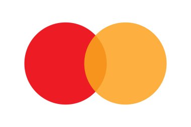 Kırmızı ve sarı daireler. Üst üste binen renk şekilleri. Parlak Venn diyagramı. Vektör yuvarlak grafik. EPS 10.