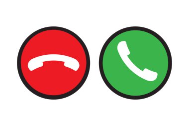 Call function icons. Red green circles. Phone receiver symbols. Vector illustration provided. EPS 10. clipart