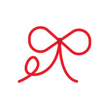 Kırmızı kurdele. Döngü dekoratif şekli. Minimum vektör sanatı. Zarif basit tasarım. EPS 10.