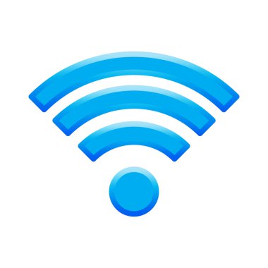 Wi-Fi simgesi. Mavi sinyal dalgaları. Bağlantı sembolü. Kablosuz ağ vektörü. EPS 10.