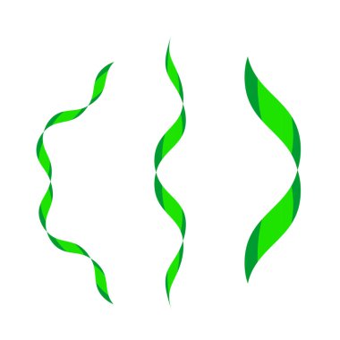 Yeşil spiral kurdele. Soyut çarpık şekil. Zarif dekoratif eğri. Vektör çizimi. EPS 10.