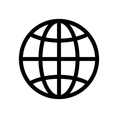 Dünya ikonu. Web küresi şeklinde. Dünya haritası sembolü. Vektör Dünya grafiği. EPS 10.