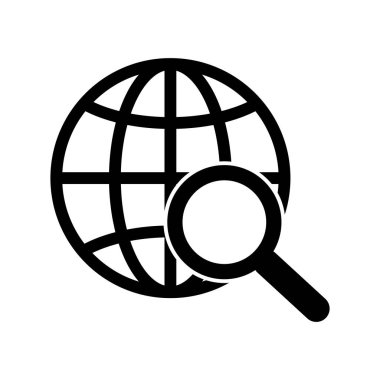 Genel arama simgesi. Gezegen sembolü büyütülüyor. Dünya şeklinde daire çiz. Vektör keşif konsepti. EPS 10.