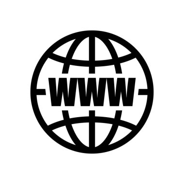 WWW dünya ikonu. Küresel web şekli. İnternet alan adı sembolü. Dünya çapında bir işaret. EPS 10.
