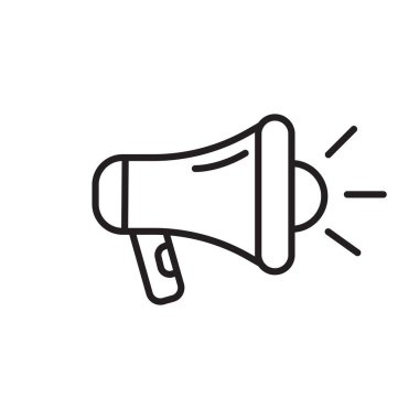 Megafon hattı simgesi. Basit bir hoparlör taslağı. Asgari megafon şekli. Vektör ses sembolü. EPS 10.