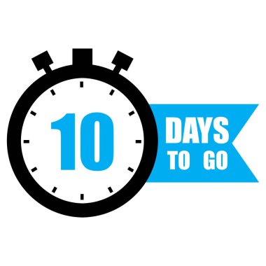 Geri sayım zaman çizelgesi. On numara odaklan. Mesajlaşmak için 10 gün. Parlak mavi arka plan. EPS 10.