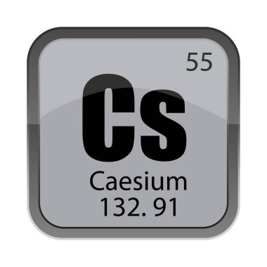 Sezyum C simgesi. 55 numara. Kütle 132.91 ayrıntı. Yüz otuz iki nokta dokuz bir. EPS 10.