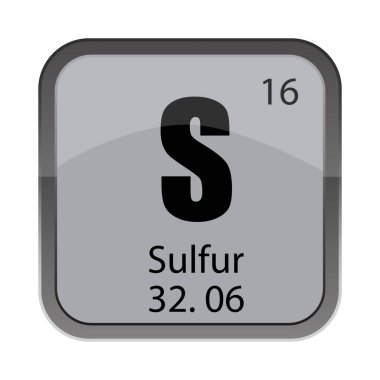 Sülfür 16 taş. S kimyasal sembolü. 32.06 sayısal veri. Vektör element şekli. EPS 10.