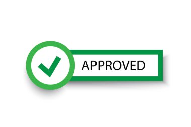 Onaylanmış etiket simgesi. Yeşil işaret rozeti. Onaylama sembolü şekli. Vektör onayı. EPS 10.