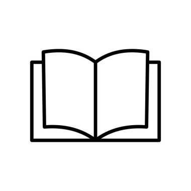 Kitap sembolünü aç. Bilgi okuma simgesi. Basit siyah taslak. Vektör sayfası şekli. EPS 10.