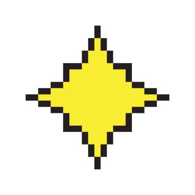 Elmas yıldız pikseli. Parlak kıvılcım. Sarı parlak form. Basit radyal şekil. EPS 10.