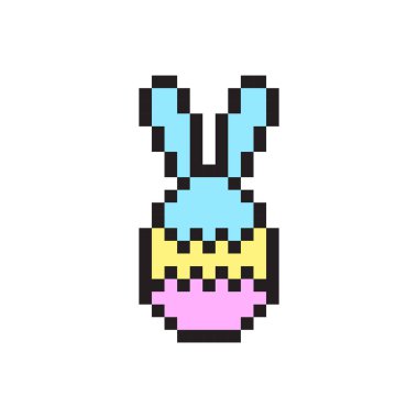 Piksel Paskalya yumurtası. Parlak renkli tavşancık. Hoş bir geçmişe dönük tasarım. Vektör sanatı. EPS 10.