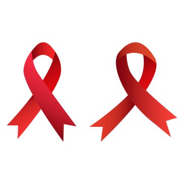Çift kırmızı kurdele. Farkındalık destek simgeleri. Katı renk döngüleri. Vektör sembolleri. EPS 10.