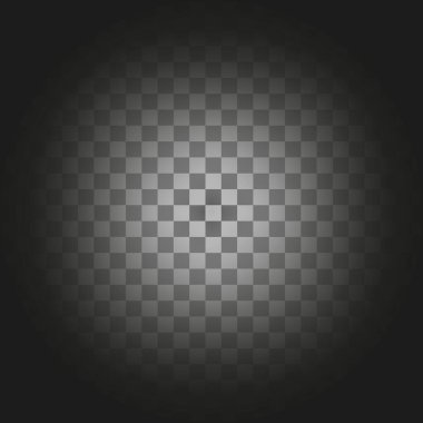 Ortadaki ışık şekli. Koyu yuvarlak eğim. Şeffaf vektör parıltısı. Kontrol motifi üstüste bindi. EPS 10.