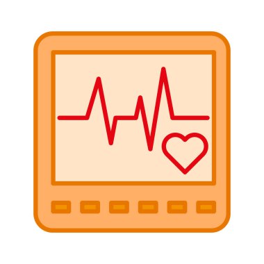 Kalp atışı ekran simgesi. Nabız çizgisi sembolü. Kırmızı kalp monitörü. Vektör tıbbi görüntü. EPS 10.