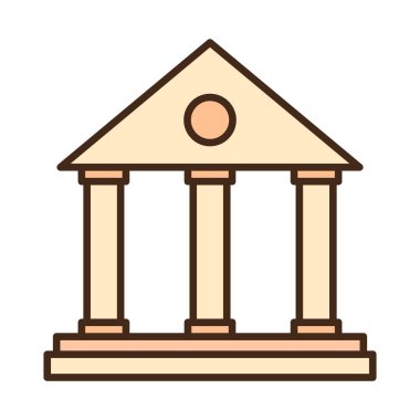 Klasik saray ikonu. Eski sütun sembolü. Hükümet yapı vektörü. Adalet binası grafikleri. EPS 10.