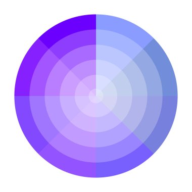 Mor mavi daire. Soyut radyan çizelgesi. Vektör sektörü diyagramı. Renk yüzüğü. EPS 10.