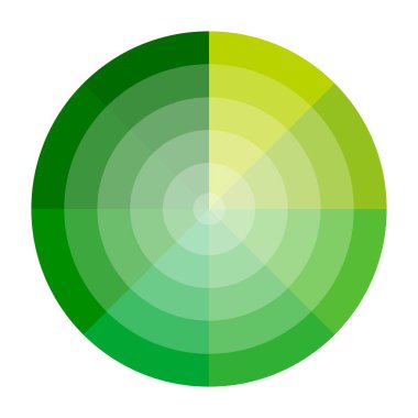 Yeşil sarı daire. Vektör segmentli radar. Gradyan bölge çizimi. Yuvarlak renk sembolü. EPS 10.
