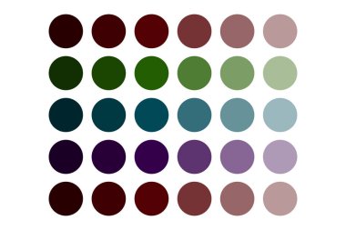 Çember renk paleti. Yuvarlak eğim tonları. Sanatsal vektör örnekleri. Renkli renk çizelgesi. EPS 10.