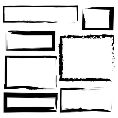 Sert çerçeve simgesi. Grunge sınır şekli. Dikdörtgen şeklinde fırçala. Vektör kenarlı ana hatları. EPS 10.