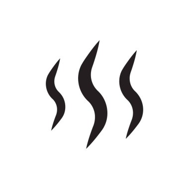 Buhar simgesi vektörü. Isı dalgası sembolü. Kıvrımlı duman. Yükselen buhar çizgileri. EPS 10.