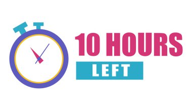 Kronometre saat simgesi. Geri sayım on saat. 10 saat kaldı. Vektör zamanlayıcı çizimi. EPS 10.