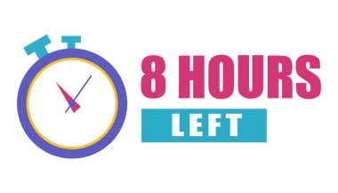 Kronometre saat simgesi. Geri sayım sekiz saat. Sekiz saat kaldı. Vektör zamanlayıcı çizimi. EPS 10