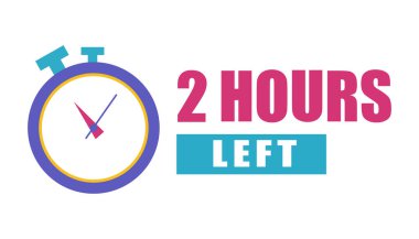 Kronometre saat simgesi. Geri sayım iki saat. İki saat kaldı. Vektör zamanlayıcı çizimi. EPS 10.