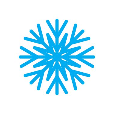 Kar tanesi ikonu. Soğuk kış sembolü. Buz kristali vektörü. Mavi simetrik tasarım. EPS 10.