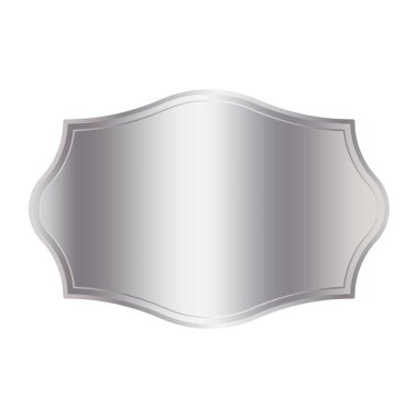 Gümüş rozet ikonu. Metalik dalga şekli. Vektör çerçeve etiketi. Pürüzsüz yansıtıcı yüzey. EPS 10.