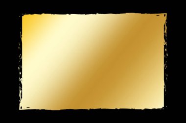 Altın çerçeveli dikdörtgen. Parlak eğimli nesne. Lüks vektör sınırı. Siyah arka plan kontrastı. EPS 10.