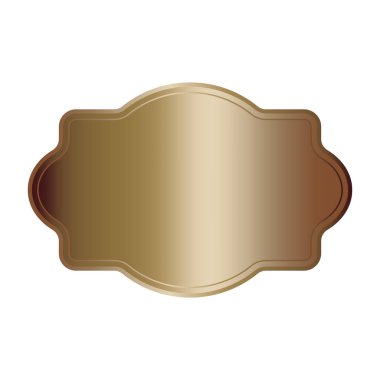 Klasik bronz amblem. Kıvrımlı vintage şekil. Gradyan vektör çerçevesi. Kahverengi metalik rozet. EPS 10.