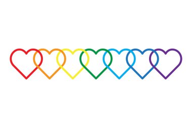 Gökkuşağı kalp çizgisi. Renkli vektör şekli. LGBT gurur sembolü. Gradyan romantik ikon. EPS 10.