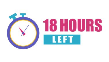 Kronometre saat simgesi. Geri sayım 18 saat. Kalın 18 saat kaldı. Vektör zamanlayıcı çizimi. EPS 10.