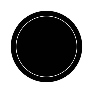 Siyah daire simgesi. Ana hatlarıyla sağlam şekilli. Vektör karşıtlığı amblemi. EPS 10.