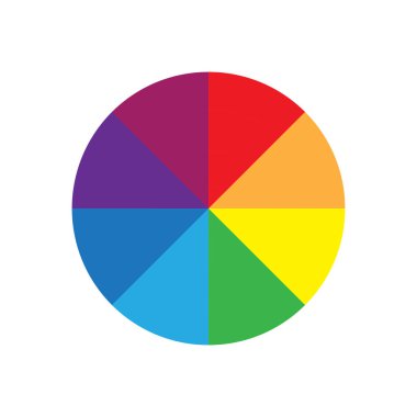 Renkli tekerlek sembolü. Vektör çizimi. Gökkuşağı spektrum renkleri. EPS 10.