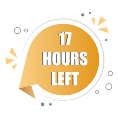 Geri sayım zaman simgesi. On yedi numara odaklan. Kalın 17 saatlik mesaj. Turuncu dairesel şekil. EPS 10