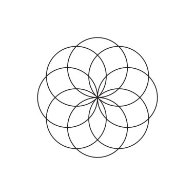 Geometrik çiçek deseni. Kutsal geometri tasarımı. Doğrusal vektör mandala. Simetrik süs şekli. EPS 10.