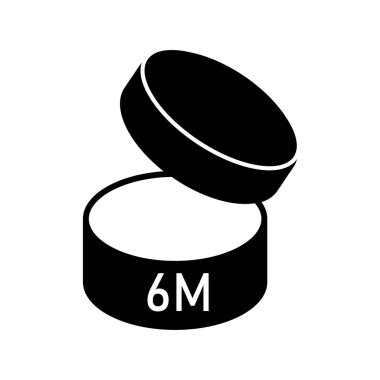 Kozmetik PAO ikonu. Altıncı kavanozu aç. Raf ömrü taşıyıcısı. Kalın 6M etiketli. EPS 10.